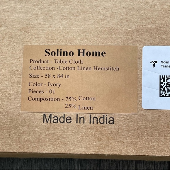 NIB SOLINO HOME Cotton Linen Hemstitch Tablecloth Ivory Farmhouse Minimalist NWT - Picture 7 of 8